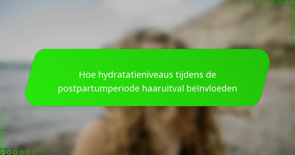 Hoe hydratatieniveaus tijdens de postpartumperiode haaruitval beïnvloeden