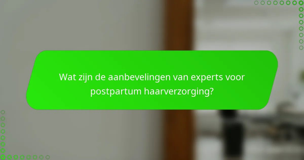 Wat zijn de aanbevelingen van experts voor postpartum haarverzorging?