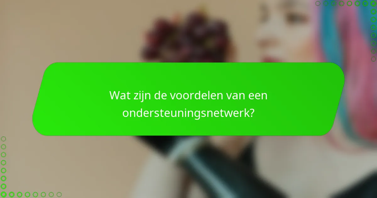 Wat zijn de voordelen van een ondersteuningsnetwerk?